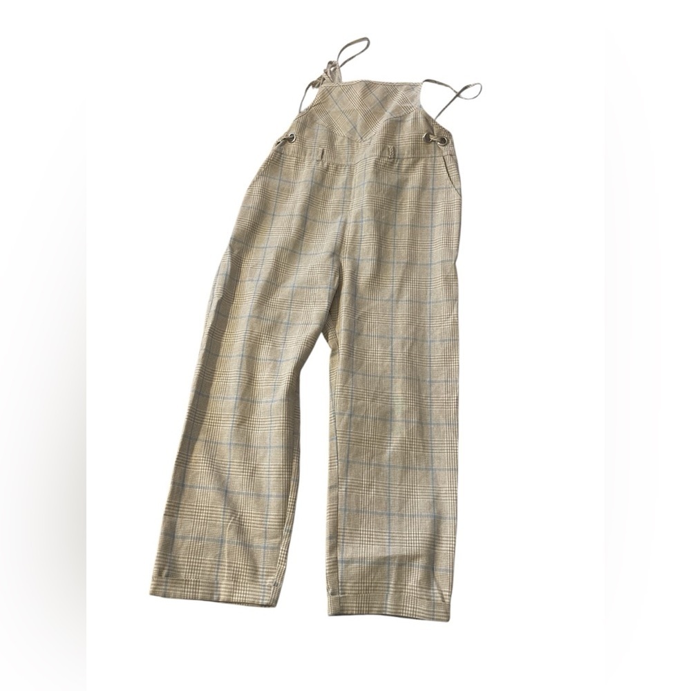 Wild Honey Plaid Jumpsuit in Beige and blue